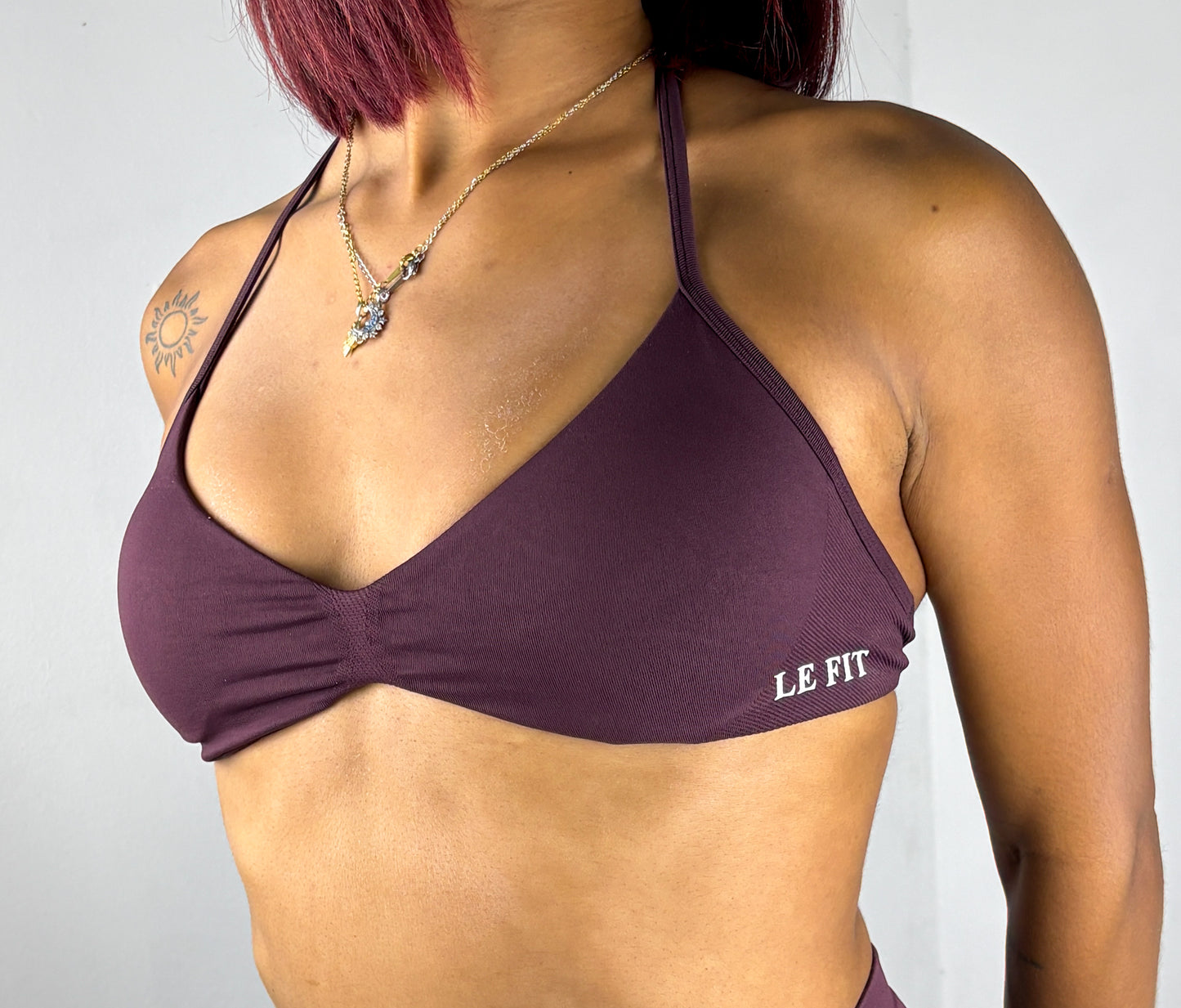 Deep plum strappy bra