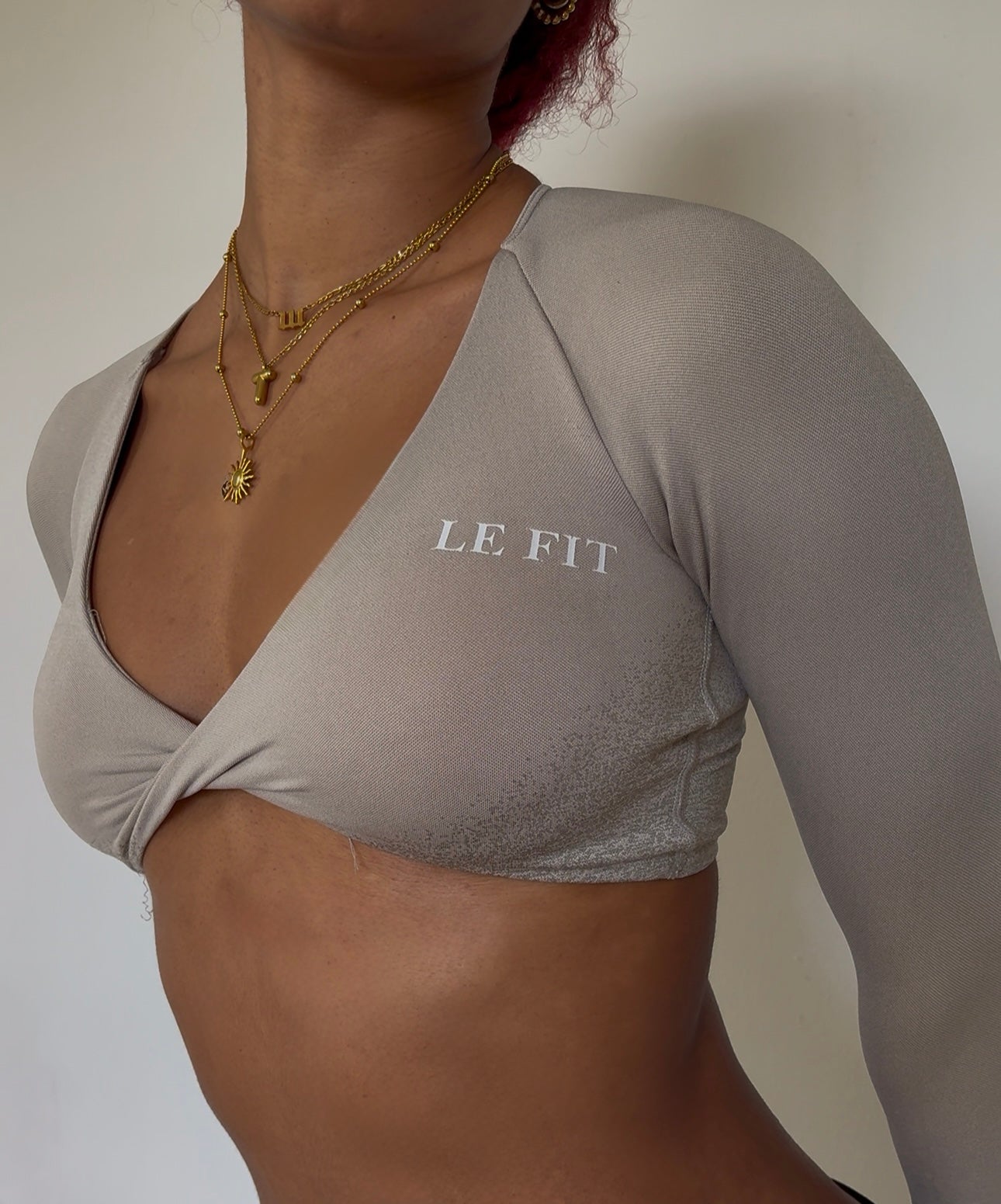 Grey twist long sleeve top
