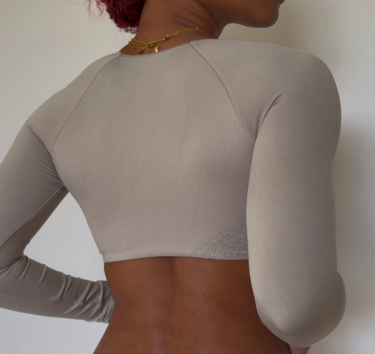 Grey twist long sleeve top