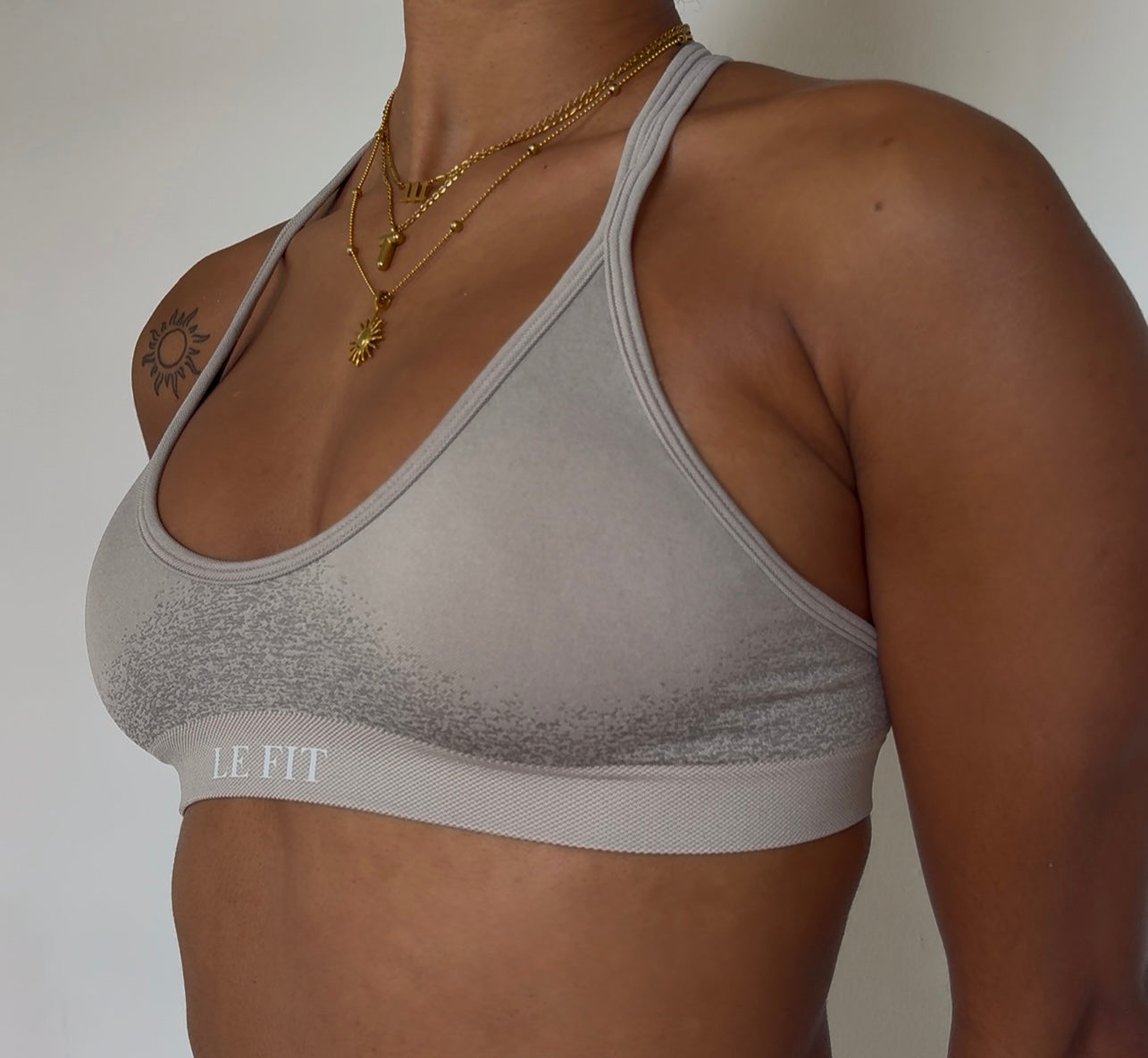 Grey strappy bra